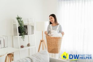 woman-decluterring-the-living-area-pros-and-cons-of-diy-home-cleaning-vs-hiring-a-part-time-maid-in-singapore-part-time-maid-dw-part-time-helper-singapore